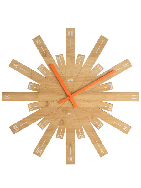  Alessi Raggiante Bamboo Wall Clock - Brown 