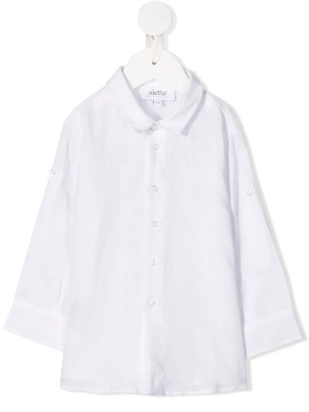  Aletta Pointed Collar Linen Shirt - White 