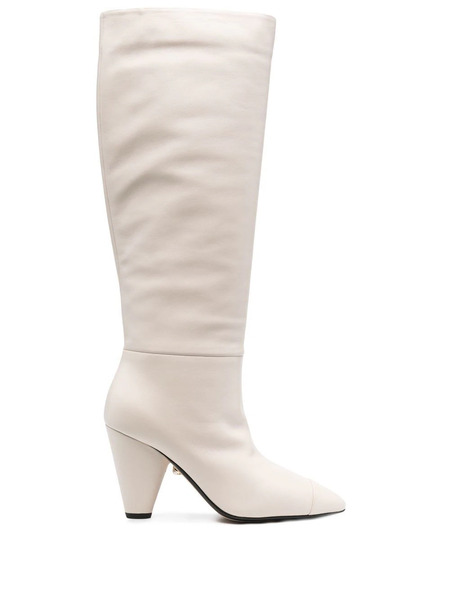  Alevì Knee-length 100mm Cone-heel Boots - Neutrals 