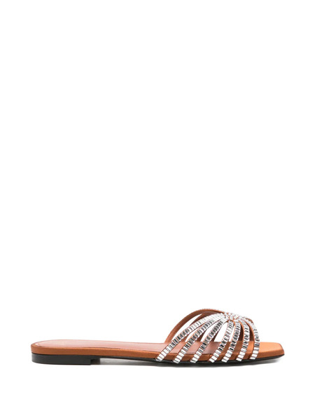  Alevì Rhinestone-embellished Flat Sandals - Brown 
