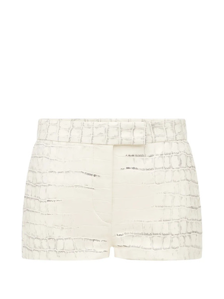  Alex Perry Croc-effect Leather Shorts - Neutrals 