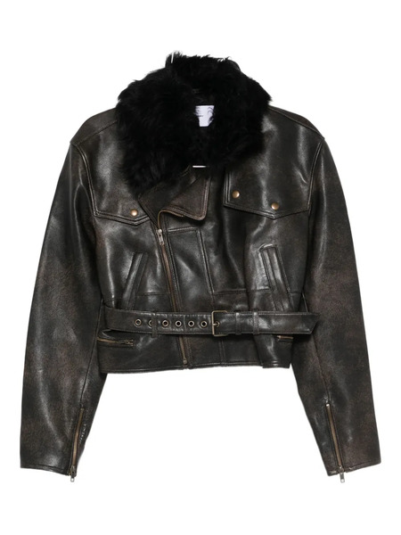  Alex Perry Fur Belted Jacket - Brown 