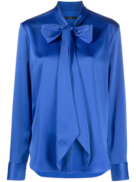  Alex Perry Pussy Bow-collar Satin Blouse - Blue 