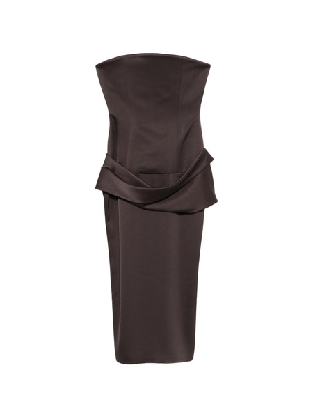  Alex Perry Strapless Draped Dress - Brown 