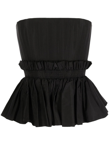  Alex Perry Strapless Peplum Silk Bustier - Black 