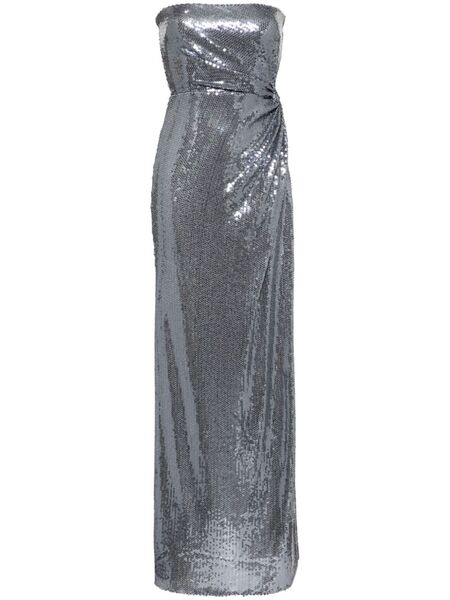  Alex Perry Twisted Sequinned Gown - Metallic 