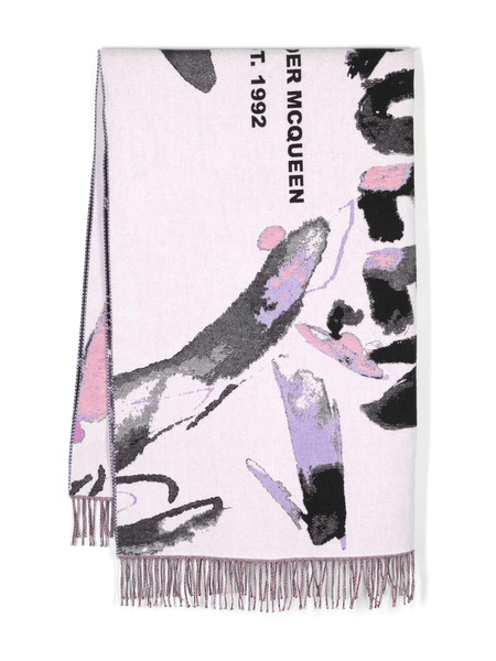  Alexander Mcqueen Abstract Pattern Logo-print Scarf - Neutrals 