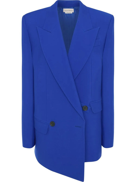  Alexander Mcqueen Asymmetric Double-breasted Blazer - Blue 