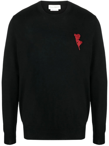  Alexander Mcqueen Beaded Wool Jumper - Black 
