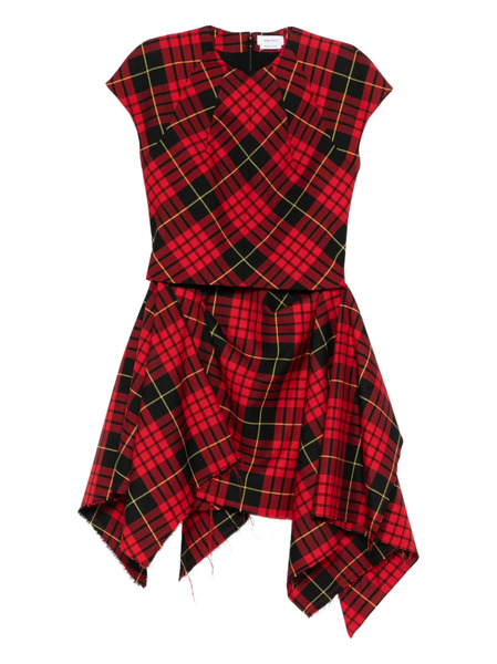  Alexander Mcqueen Check Draped Mini Dress - Red 