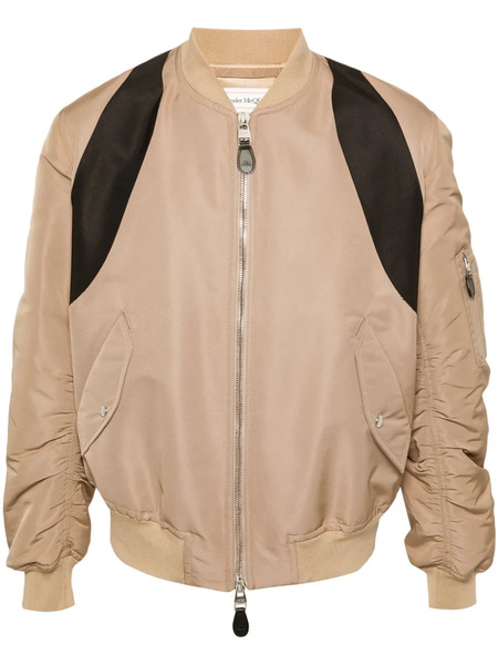  Alexander Mcqueen Contrasting-panel Bomber Jacket - Neutrals 