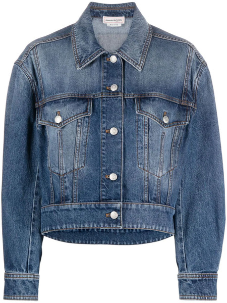  Alexander Mcqueen Cropped Denim Jacket - Blue 