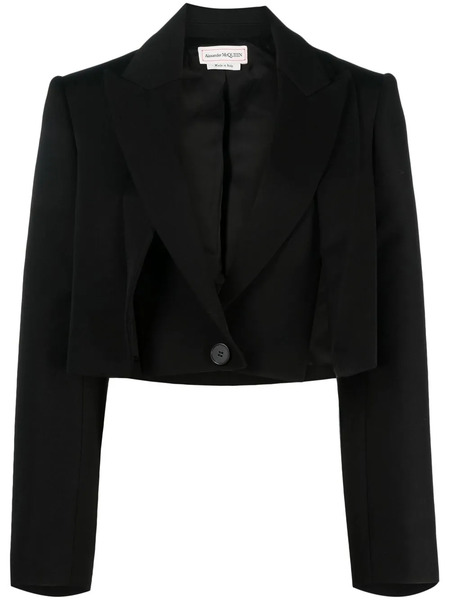  Alexander Mcqueen Cropped Wool Blazer - Black 