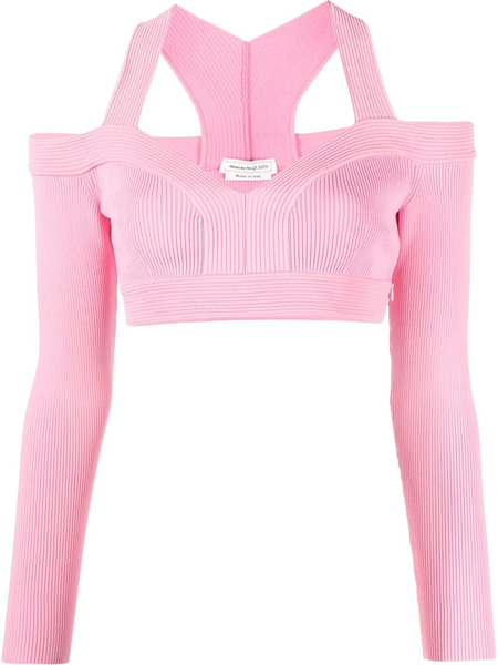  Alexander Mcqueen Cut-out Knitted Top - Pink 