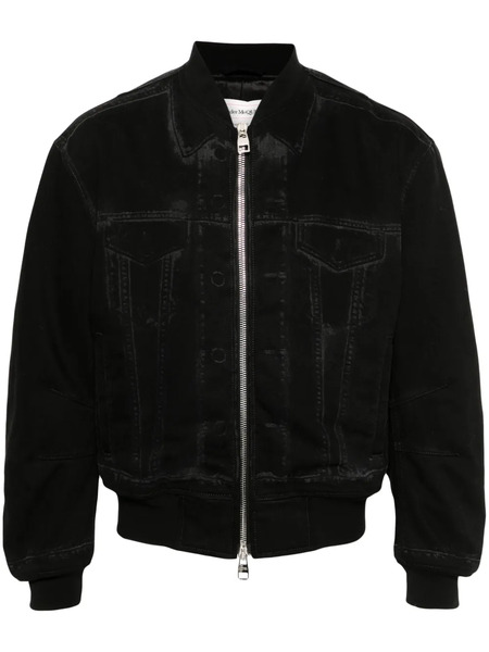  Alexander Mcqueen Denim Bomber Jacket - Black 