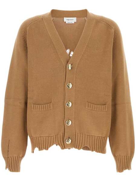  Alexander Mcqueen Distressed Skull Cardigan - Neutrals 
