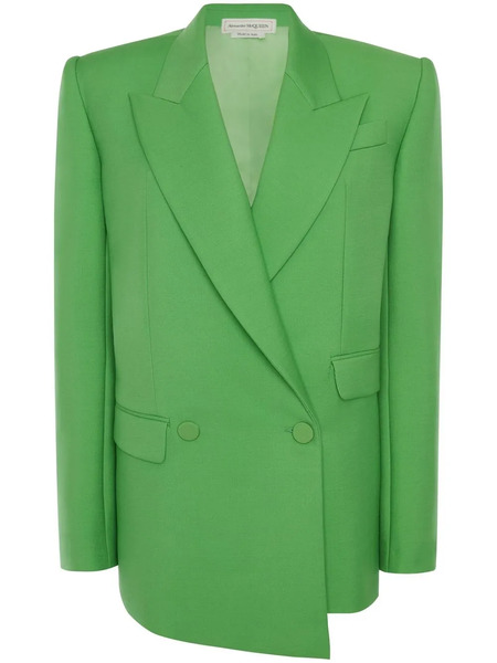  Alexander Mcqueen Double-breasted Drop Hem Blazer - Green 