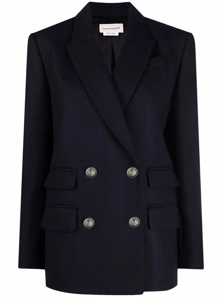  Alexander Mcqueen Double-breasted Wool-blend Blazer - Blue 