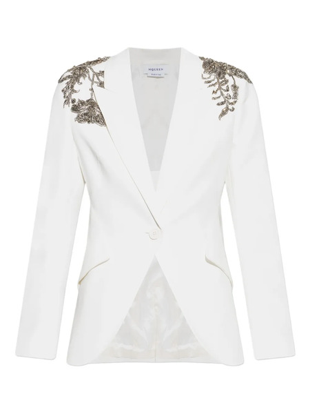  Alexander Mcqueen Embellished Shoulder Blazer - White 