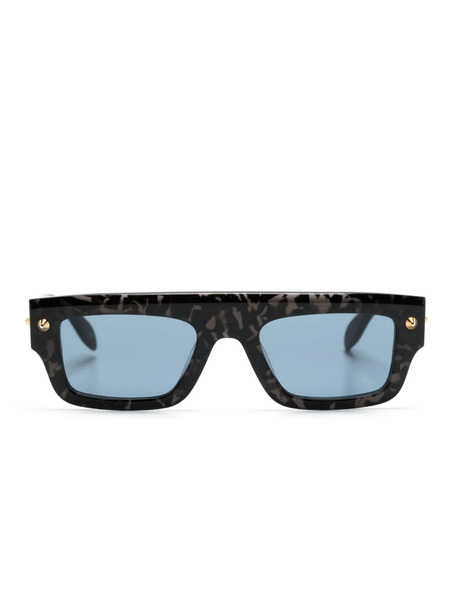  Alexander Mcqueen Eyewear Marble-pattern Square-frame Sunglasses - Black 