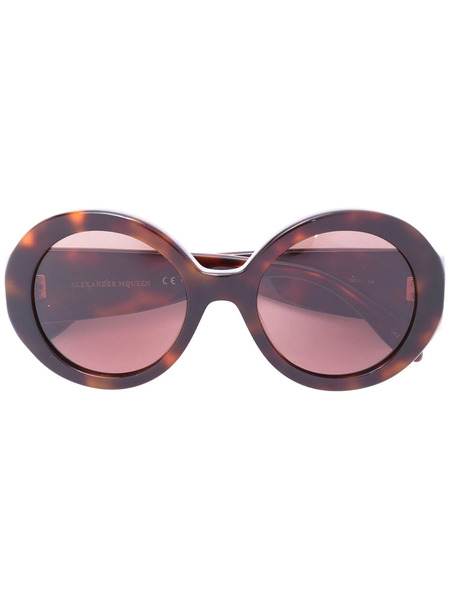  Alexander Mcqueen Eyewear Mini Stud Round Frame Sunglasses - Brown 