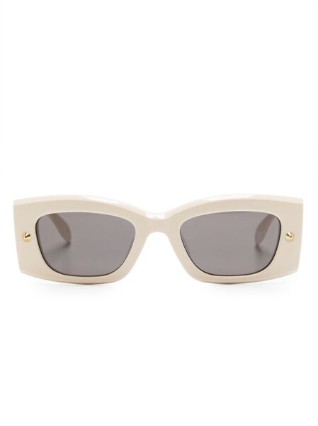  Alexander Mcqueen Eyewear Spike Studs Rectangle-frame Glasses - Neutrals 