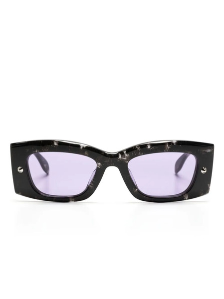  Alexander Mcqueen Eyewear Spike Studs Rectangular-frame Sunglasses - Black 