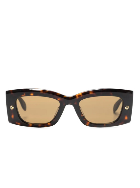  Alexander Mcqueen Eyewear Spike Studs Rectangular-frame Sunglasses - Brown 