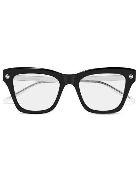  Alexander Mcqueen Eyewear Square Frame Glasses - Black-silver-transparent 