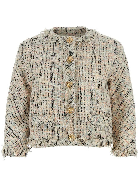  Alexander Mcqueen Frayed Tweed Jacket - Neutrals 