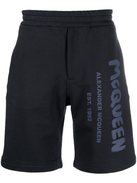  Alexander Mcqueen Graffiti-print Track Shorts - Blue 
