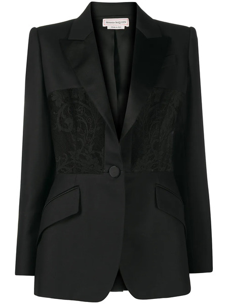  Alexander Mcqueen Lace-panel Blazer - Black 
