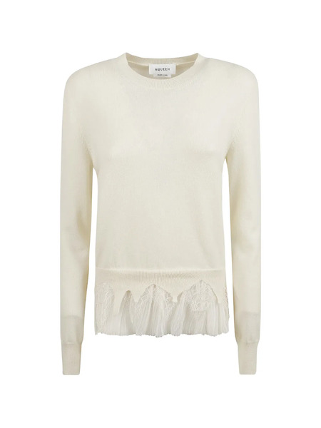  Alexander Mcqueen Lace Pleated Sweater - Neutrals 