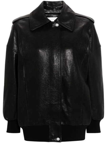  Alexander Mcqueen Leather Bomber Jacket - Black 
