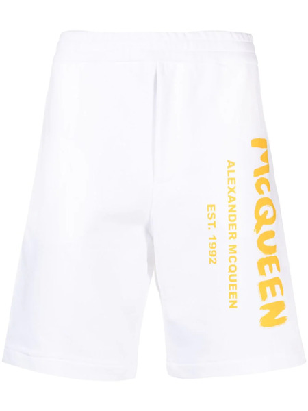  Alexander Mcqueen Logo-print Cotton Shorts - White 