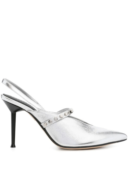  Alexander Mcqueen 90mm Revel Slingback Studded Pumps - Silver 