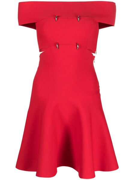 Alexander Mcqueen Off-shoulder Flared Mini Dress 