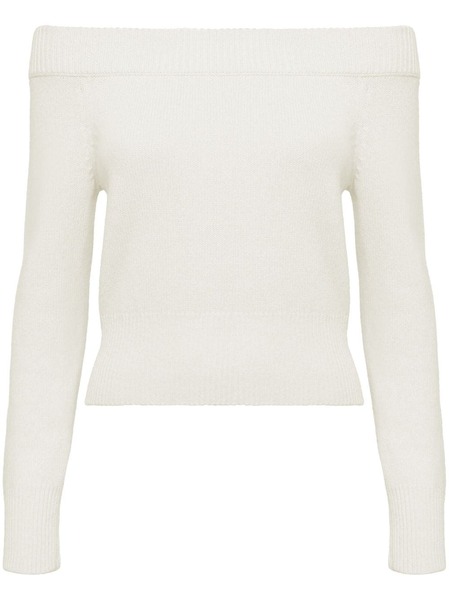  Alexander Mcqueen Off-shoulder Ribbed-trimmed Jumper - Neutrals 