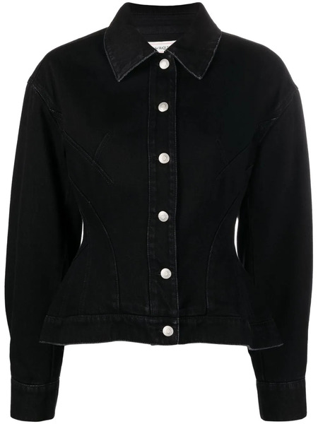  Alexander Mcqueen Peplum Denim Jacket - Black 