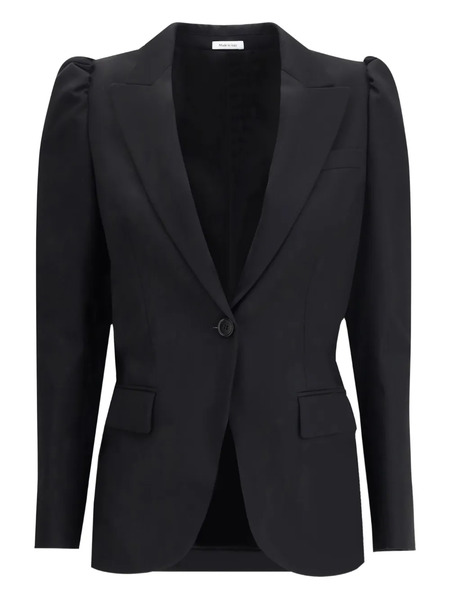  Alexander Mcqueen Puff-shoulder Single-breasted Blazer - Black 