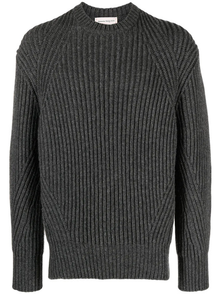  Alexander Mcqueen Ribbed-knit Wool Jumper - Grey 