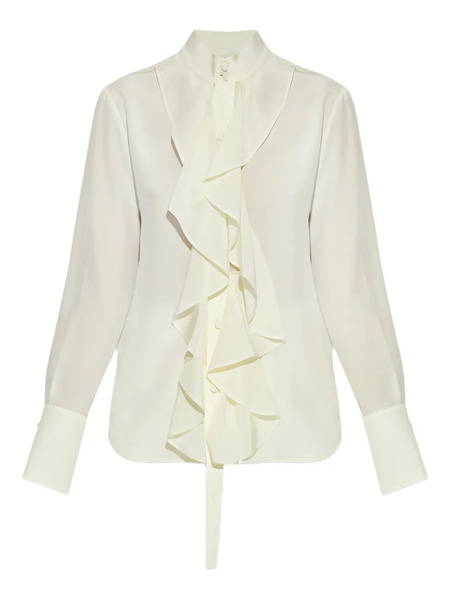  Alexander Mcqueen Ruffled Silk Top - Neutrals 