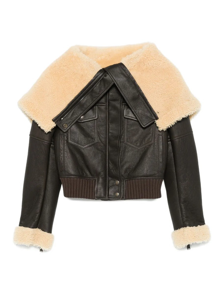  Alexander Mcqueen Shearling-collar Leather Jacket - Brown 