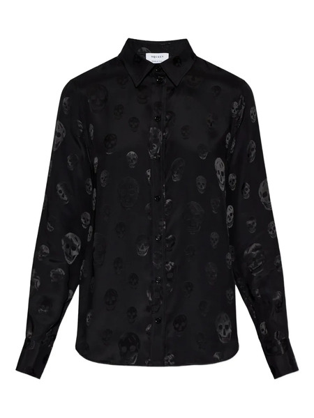 Alexander Mcqueen Skull-pattern Collared Top - Black 