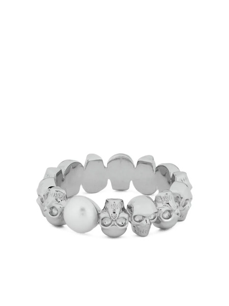  Alexander Mcqueen Skull-pearl Ring - Silver 