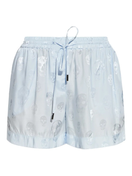  Alexander Mcqueen Skull-print Drawstring Shorts - Blue 