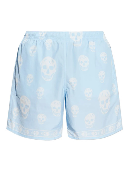 Alexander Mcqueen Skull Print Swim Shorts - Blue 