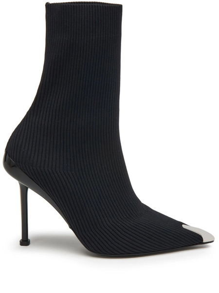  Alexander Mcqueen Slash 90mm Ribbed-knit Boots - Black 