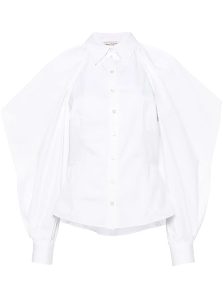  Alexander Mcqueen Slashed Drape-sleeve Shirt - White 