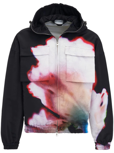  Alexander Mcqueen Solarised Flower Hooded Jacket - Black 
